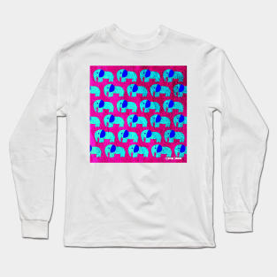 elephant in marble stampede ecopop pattern wallpaper art Long Sleeve T-Shirt